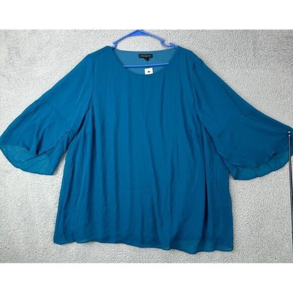 Lane Bryant Blouse Womens 18-20 Kimono Sleeve Blue Plus Size NEW